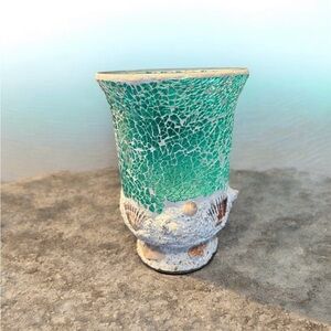 Seafoam Green Mosaic Ceramic Vase